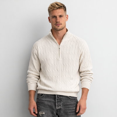 THE MONACO HALF-ZIP SWEATER MORANOD